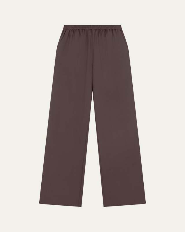 Alera Elastic Waist Straight-Leg Silk Pants